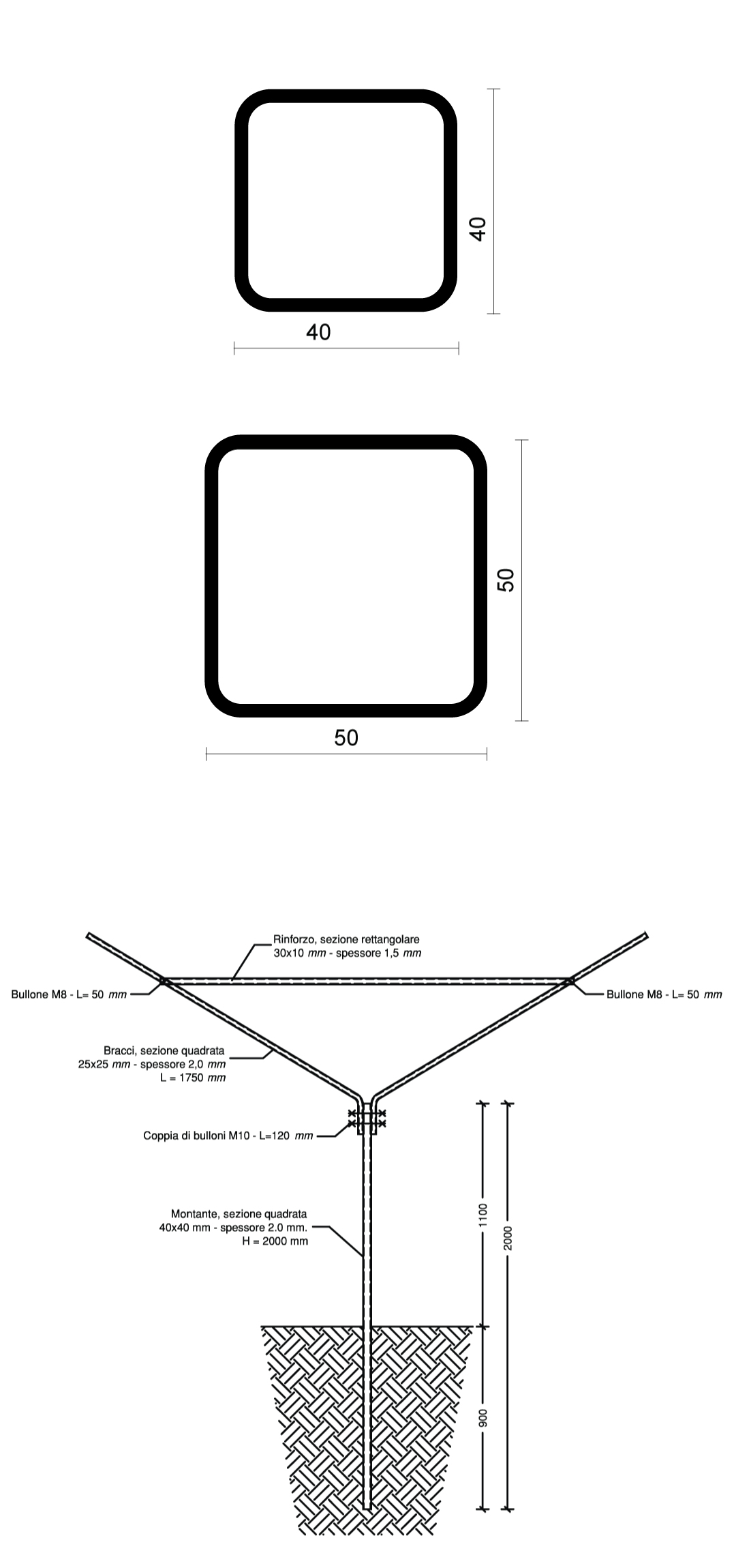 schema tecnico di un palo a Y necessario per far crescere sano un frutto