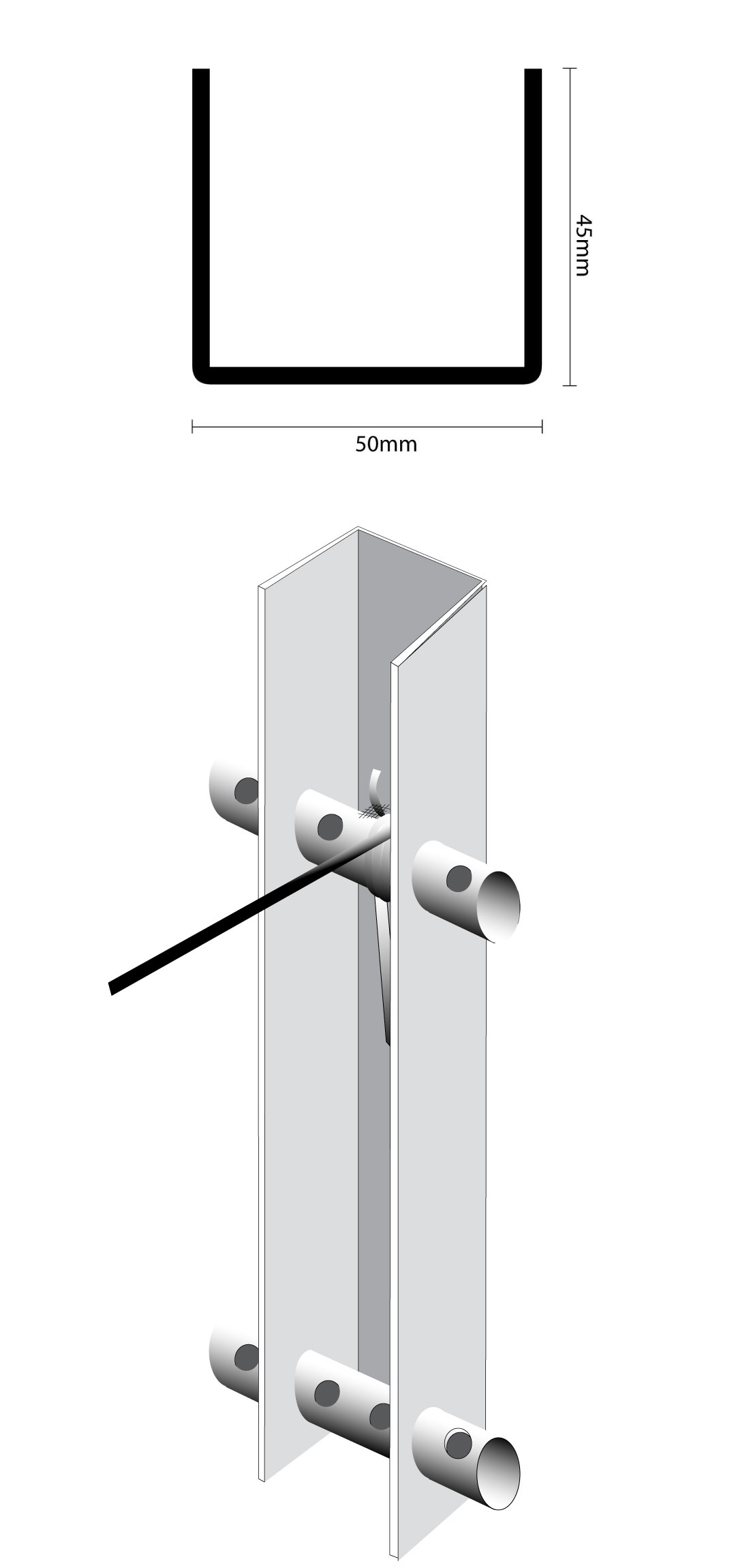 palo di testata 50x45